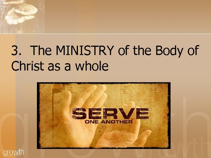 3. The MINISTRY of the Body of Christ as a whole 