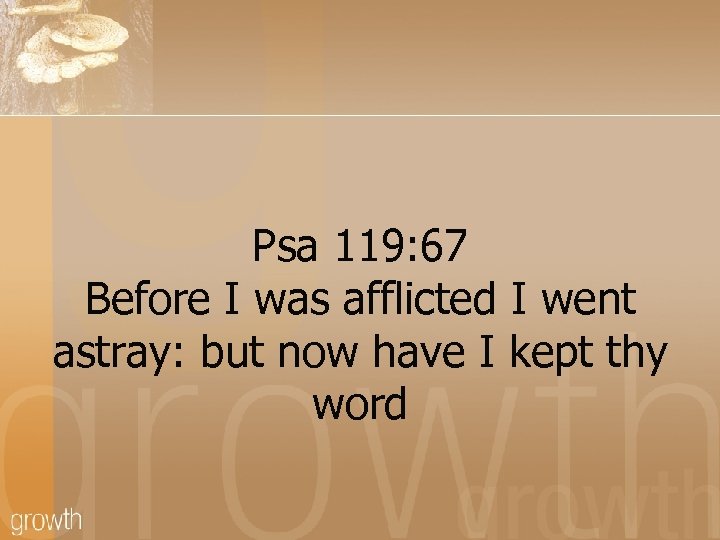 Psa 119: 67 Before I was afflicted I went astray: but now have I