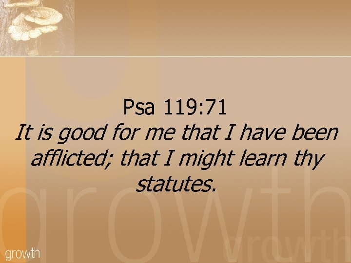 Psa 119: 71 It is good for me that I have been afflicted; that