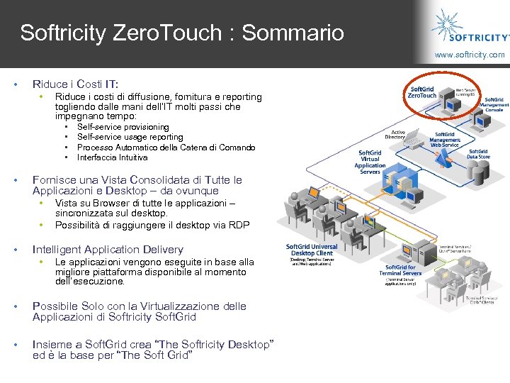 Softricity Zero. Touch : Sommario www. softricity. com • Riduce i Costi IT: •
