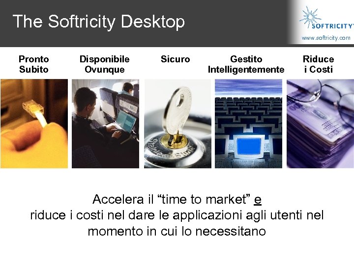 The Softricity Desktop www. softricity. com Pronto Subito Disponibile Ovunque Sicuro Gestito Intelligentemente Riduce