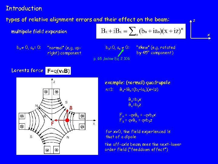 Introduction types of relative alignment errors and their effect on the beam: multipole field