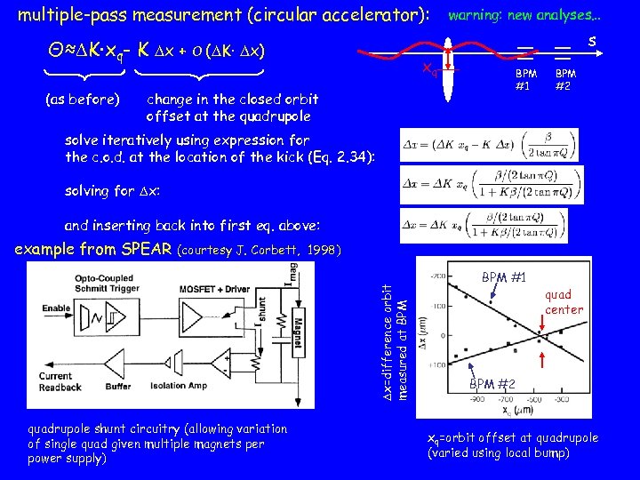 multiple-pass measurement (circular accelerator): s Θ≈ K·xq- K x + O ( K· x)