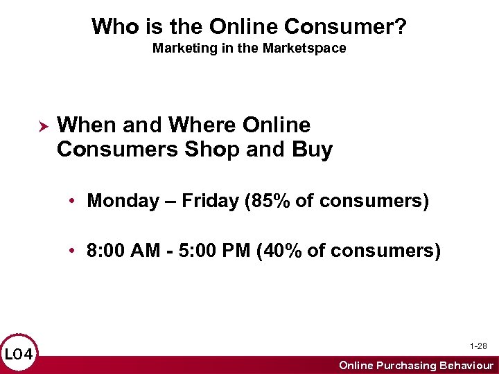 Who is the Online Consumer? Marketing in the Marketspace When and Where Online Consumers