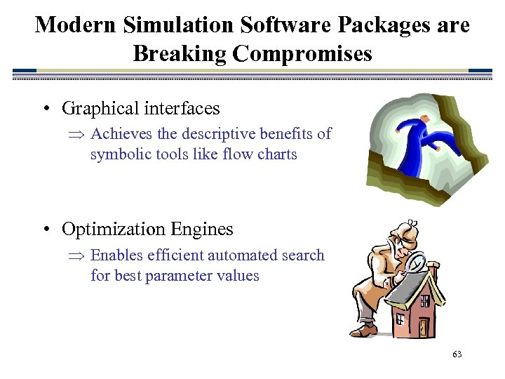 Modern Simulation Software Packages are Breaking Compromises • Graphical interfaces Achieves the descriptive benefits