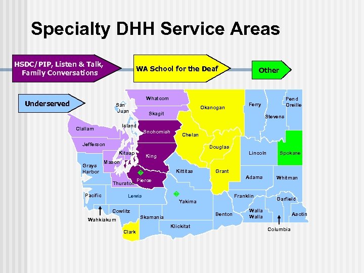 Specialty DHH Service Areas HSDC/PIP, Listen & Talk, Family Conversations WA School for the