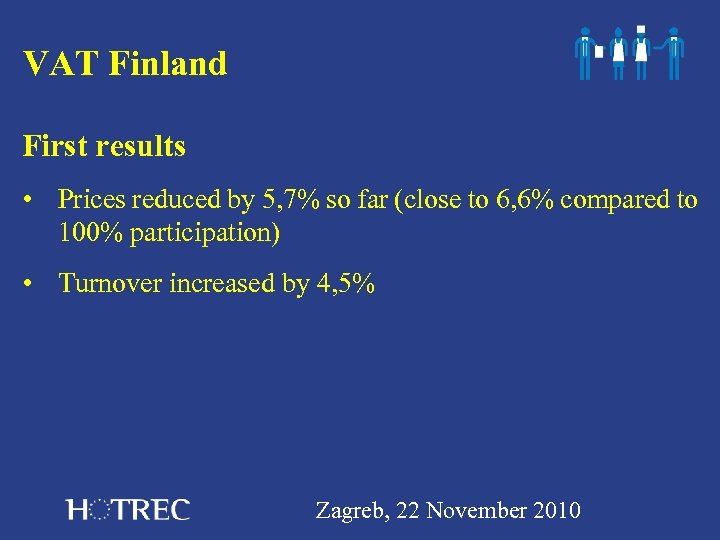 VAT Finland First results • Prices reduced by 5, 7% so far (close to