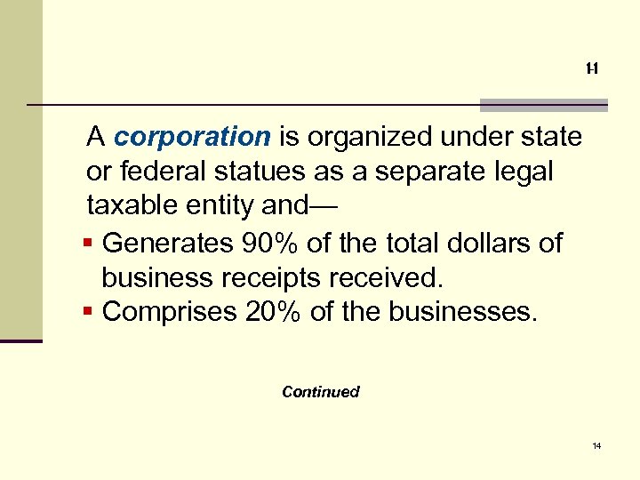 1 -1 A corporation is organized under state or federal statues as a separate