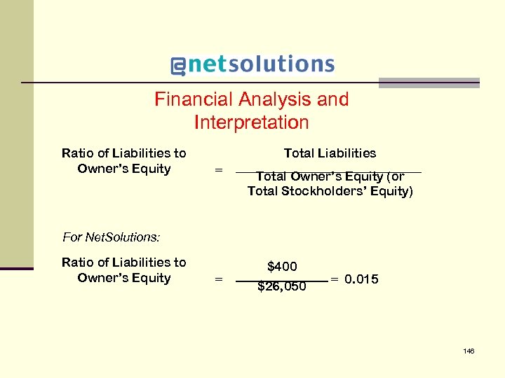 5 Financial Analysis and Interpretation Ratio of Liabilities to Owner’s Equity Total Liabilities =