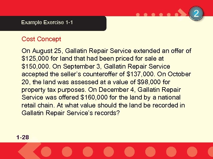 2 Example Exercise 1 -1 Cost Concept On August 25, Gallatin Repair Service extended