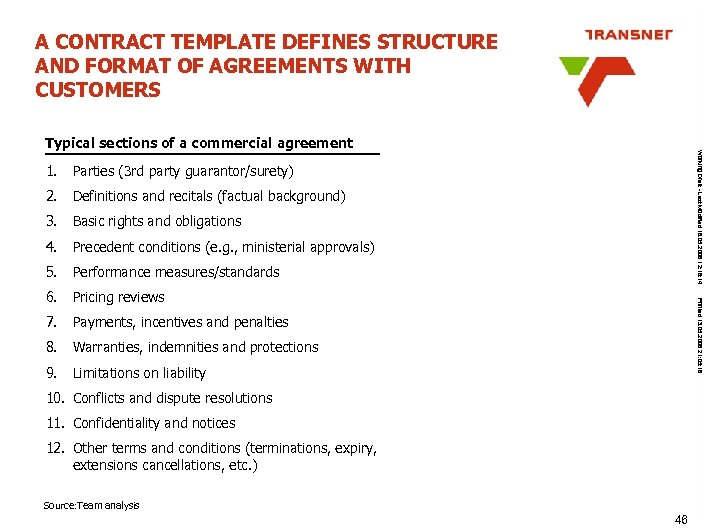 A CONTRACT TEMPLATE DEFINES STRUCTURE AND FORMAT OF AGREEMENTS WITH CUSTOMERS Parties (3 rd