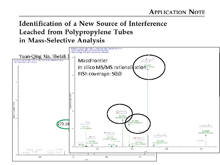 Mass. Frontier In silico MS/MS rationalization 345. 2093 FISh coverage: 50. 0 273. 1890