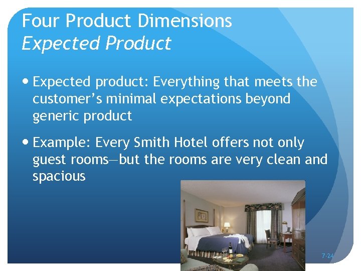 Four Product Dimensions Expected Product Expected product: Everything that meets the customer’s minimal expectations