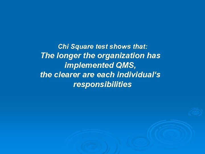 Chi Square test shows that: The longer the organization has implemented QMS, the clearer