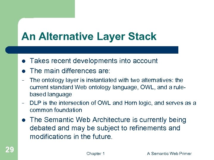 An Alternative Layer Stack l l − − l 29 Takes recent developments into