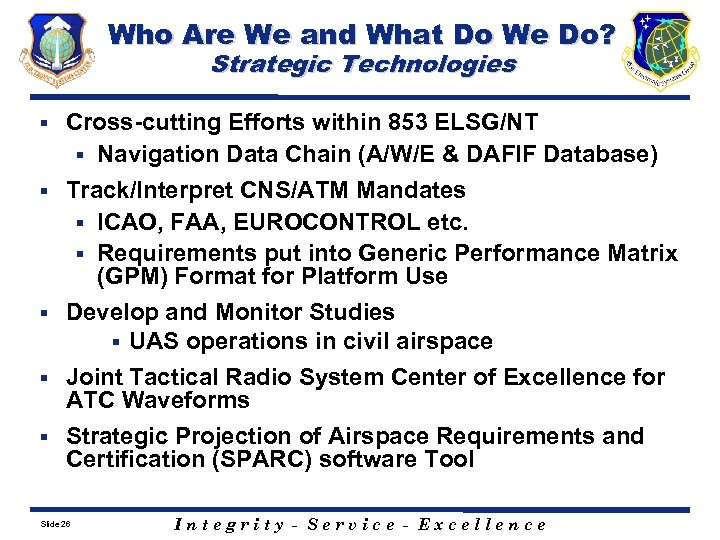 Who Are We and What Do We Do? Strategic Technologies Cross-cutting Efforts within 853