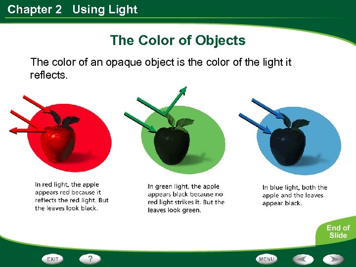 x Chapter 2 Using Light The Color of Objects The color of an opaque