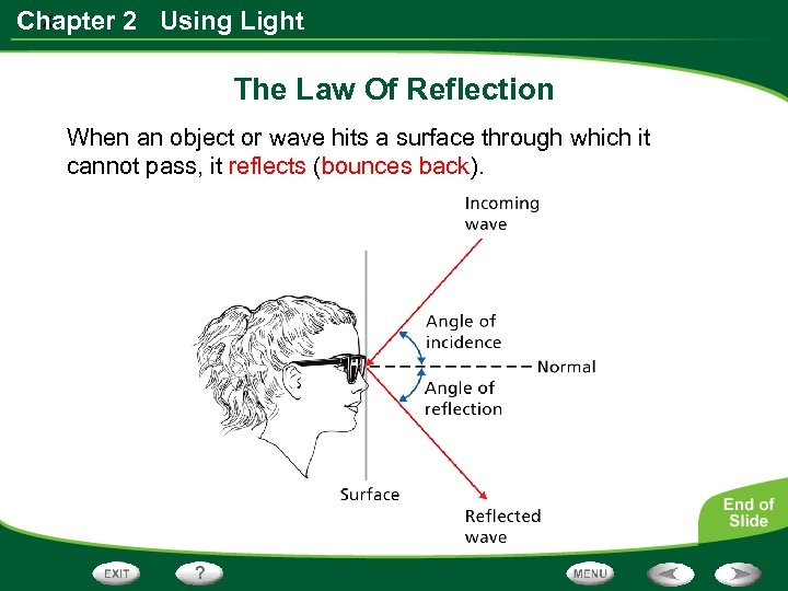 x Chapter 2 Using Light The Law Of Reflection When an object or wave