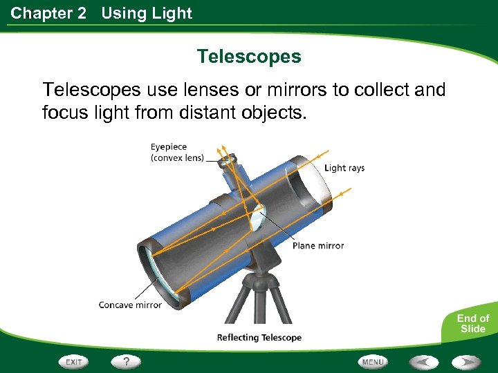 x Chapter 2 Using Light Telescopes use lenses or mirrors to collect and focus