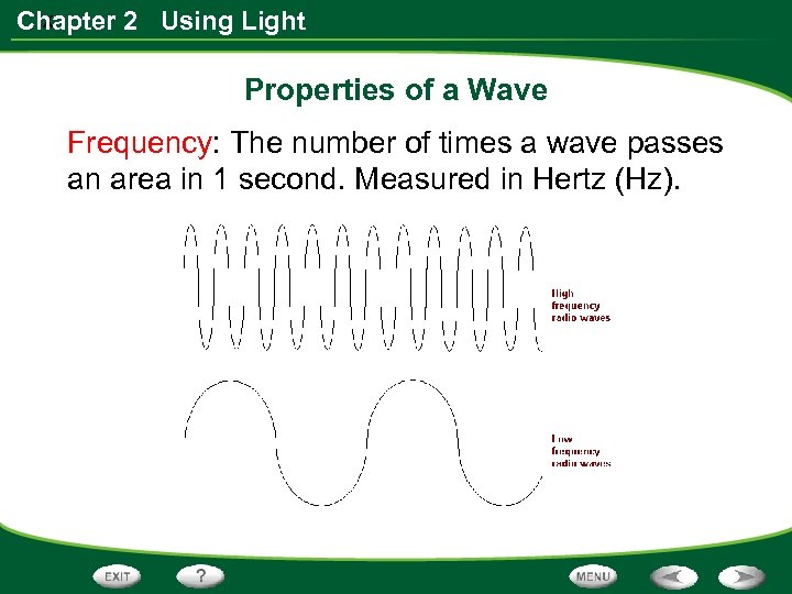 x Chapter 2 Using Light Properties of a Wave Frequency: The number of times
