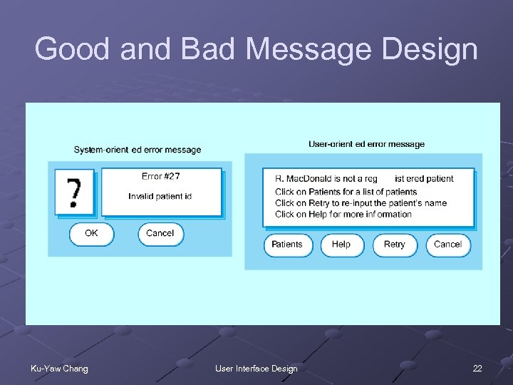 Good and Bad Message Design Ku-Yaw Chang User Interface Design 22 