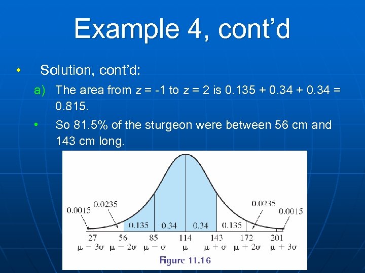 Example 4, cont’d • Solution, cont’d: a) The area from z = -1 to