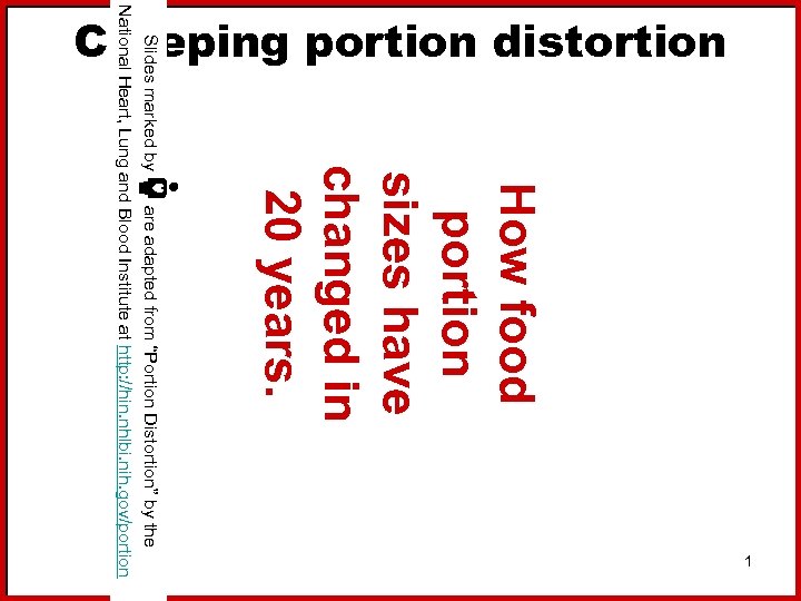 How food portion sizes have changed in 20 years. 1 Slides marked by are