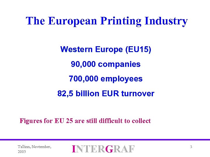 The European Printing Industry Western Europe (EU 15) 90, 000 companies 700, 000 employees