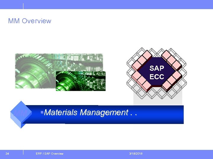 MM Overview SAP ECC MM 34 §Materials Management. . ERP / SAP Overview 3/18/2018