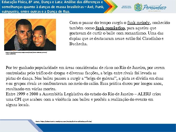 Educação Física, 8º ano, Dança e Luta: Análise das diferenças e semelhanças quanto à
