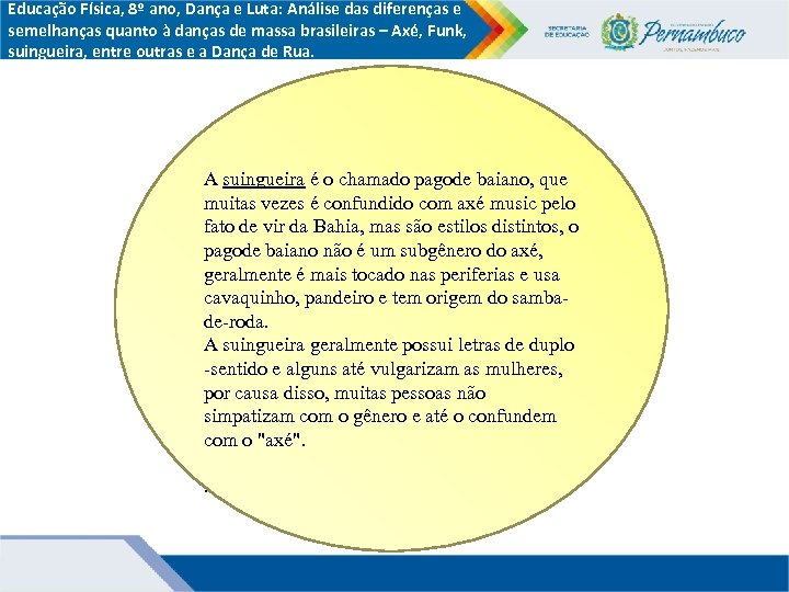 Educação Física, 8º ano, Dança e Luta: Análise das diferenças e semelhanças quanto à