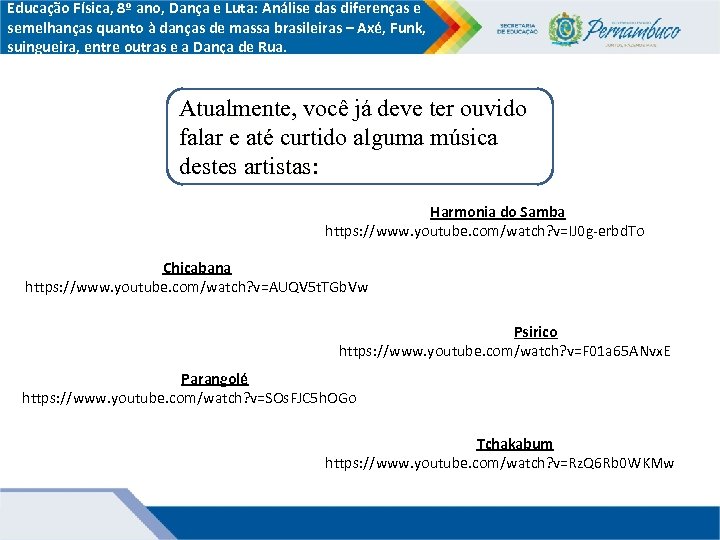 Educação Física, 8º ano, Dança e Luta: Análise das diferenças e semelhanças quanto à