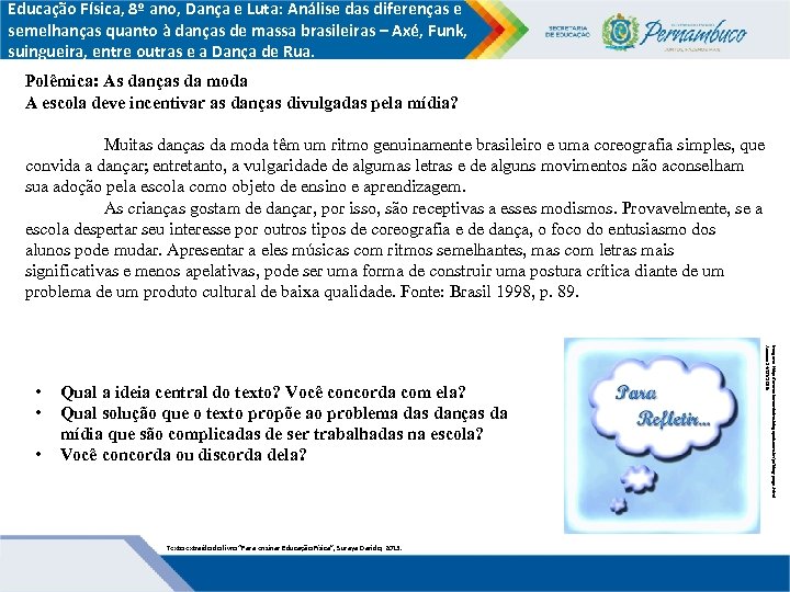 Educação Física, 8º ano, Dança e Luta: Análise das diferenças e semelhanças quanto à