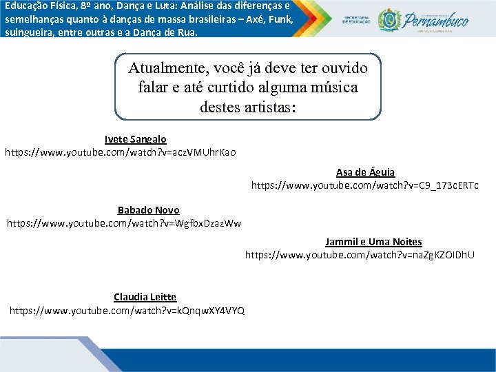 Educação Física, 8º ano, Dança e Luta: Análise das diferenças e semelhanças quanto à