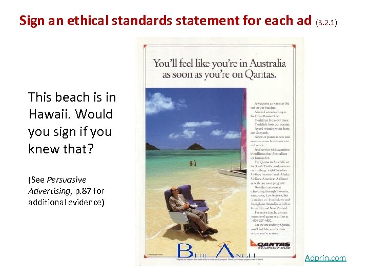 Sign an ethical standards statement for each ad (3. 2. 1) This beach is