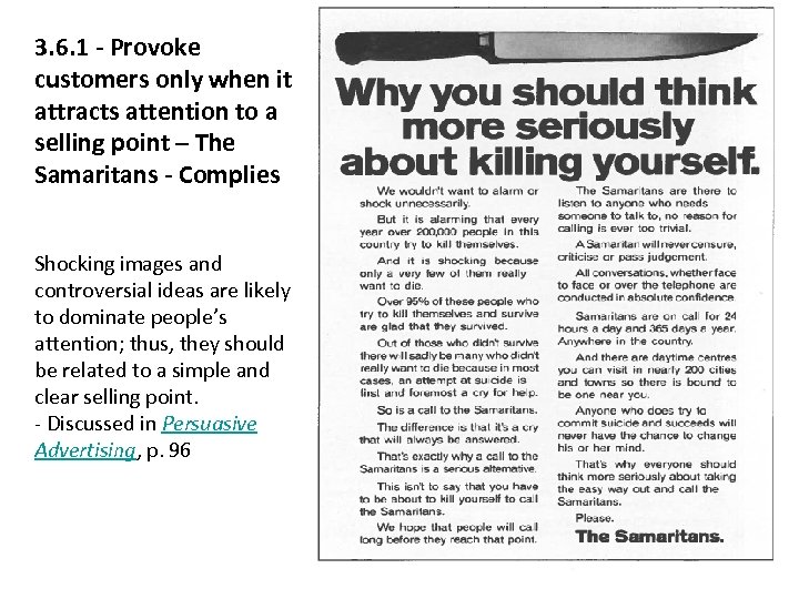 3. 6. 1 - Provoke customers only when it attracts attention to a selling