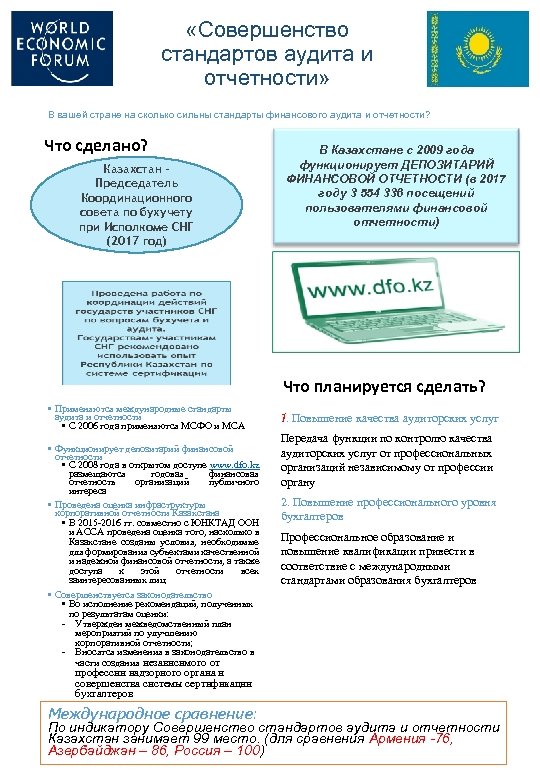  «Совершенство стандартов аудита и отчетности» В вашей стране на сколько сильны стандарты финансового