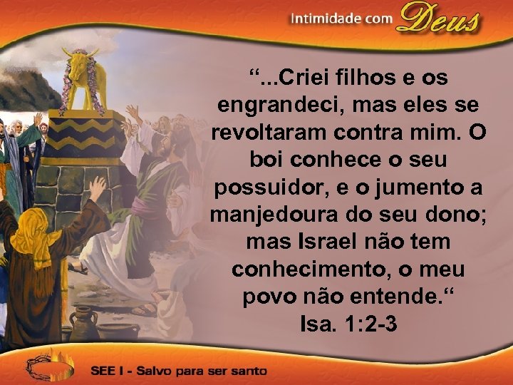 “. . . Criei filhos engrandeci, mas eles se revoltaram contra mim. O boi