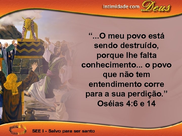 “. . . O meu povo está sendo destruído, porque lhe falta conhecimento. .