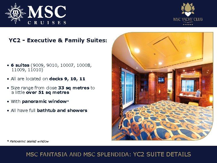 YC 2 - Executive & Family Suites: • 6 suites (9009, 9010, 10007, 10008,