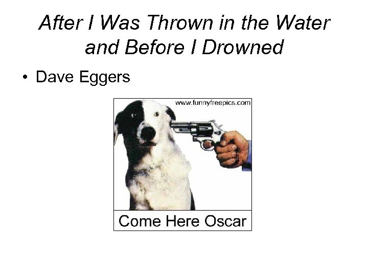 After I Was Thrown in the Water and Before I Drowned • Dave Eggers