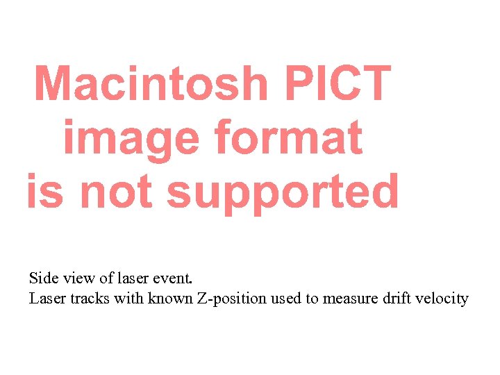 Side view of laser event. Laser tracks with known Z-position used to measure drift