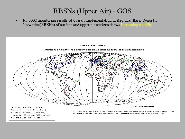 RBSNs (Upper Air) - GOS • Jul 2002 monitoring results of overall implementation in