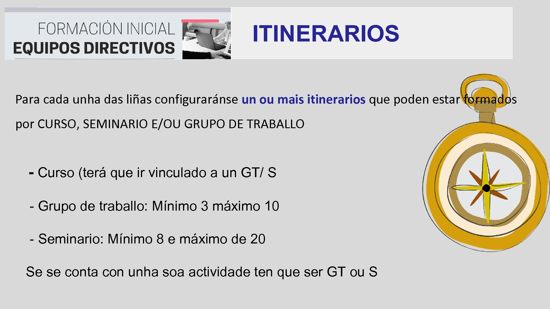  ITINERARIOS Para cada unha das liñas configuraránse un ou mais itinerarios que poden