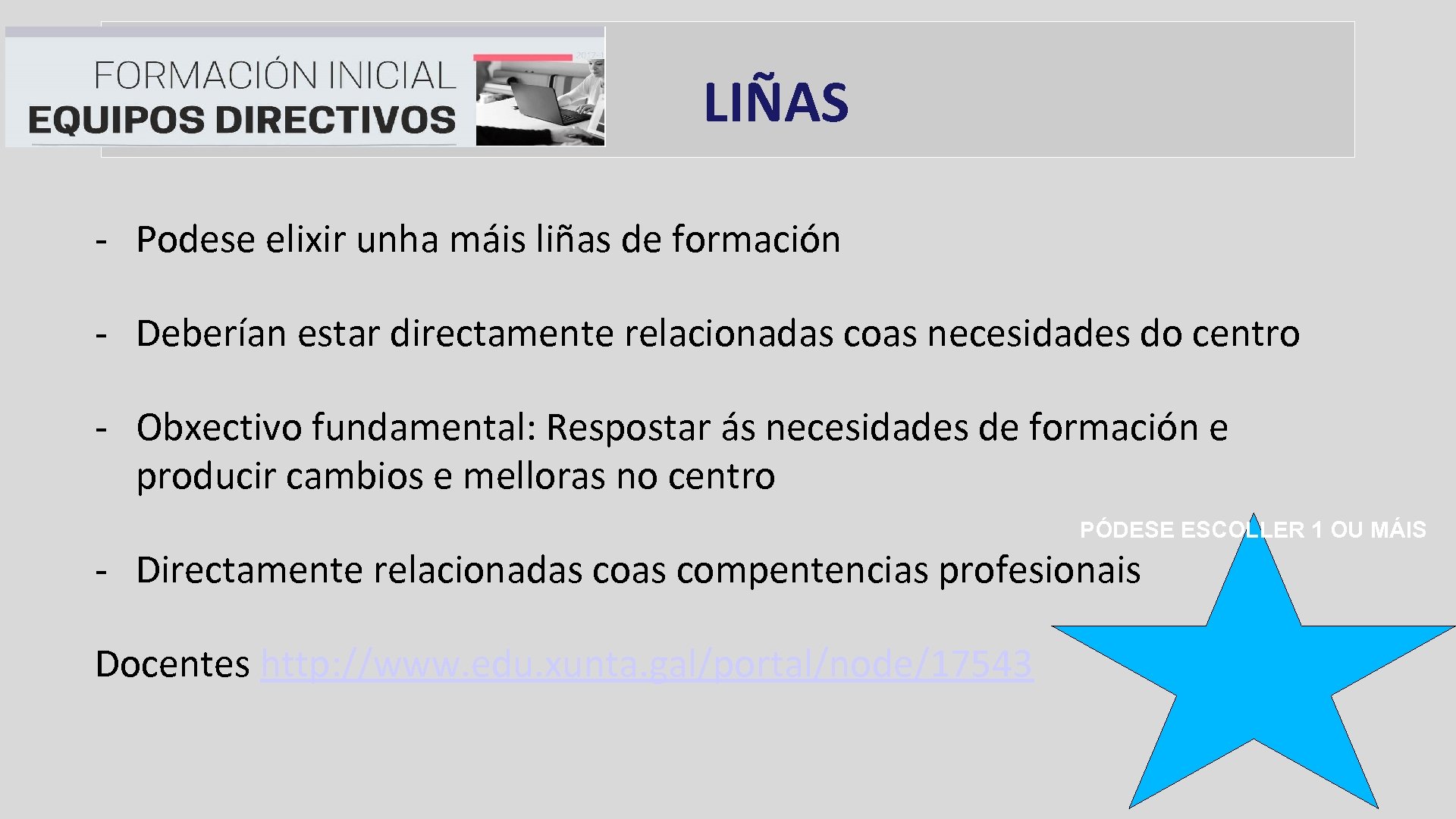 LIÑAS - Podese elixir unha máis liñas de formación - Deberían estar directamente relacionadas