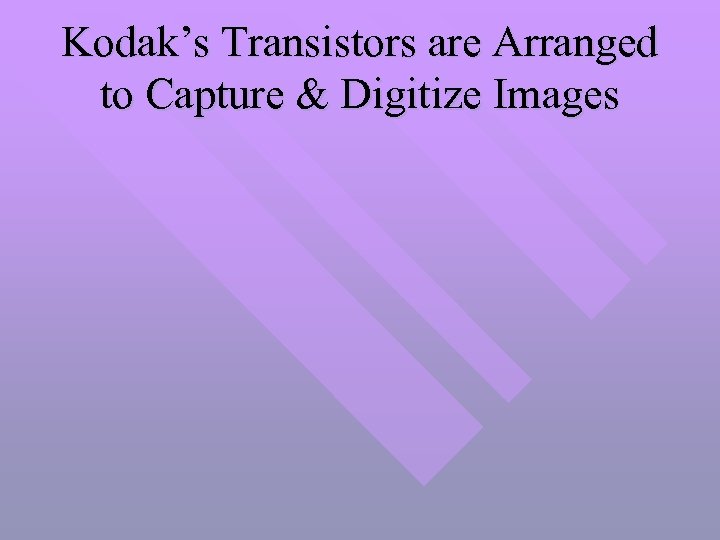 Kodak’s Transistors are Arranged to Capture & Digitize Images 