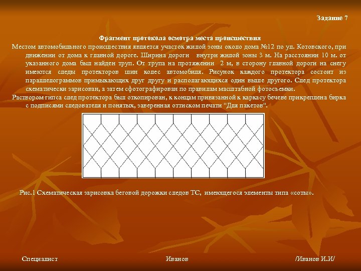 Задание 7 Фрагмент протокола осмотра места происшествия Местом автомобильного происшествия является участок жилой зоны