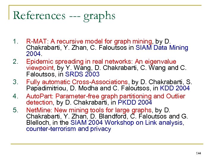 References --- graphs 1. 2. 3. 4. 5. R-MAT: A recursive model for graph