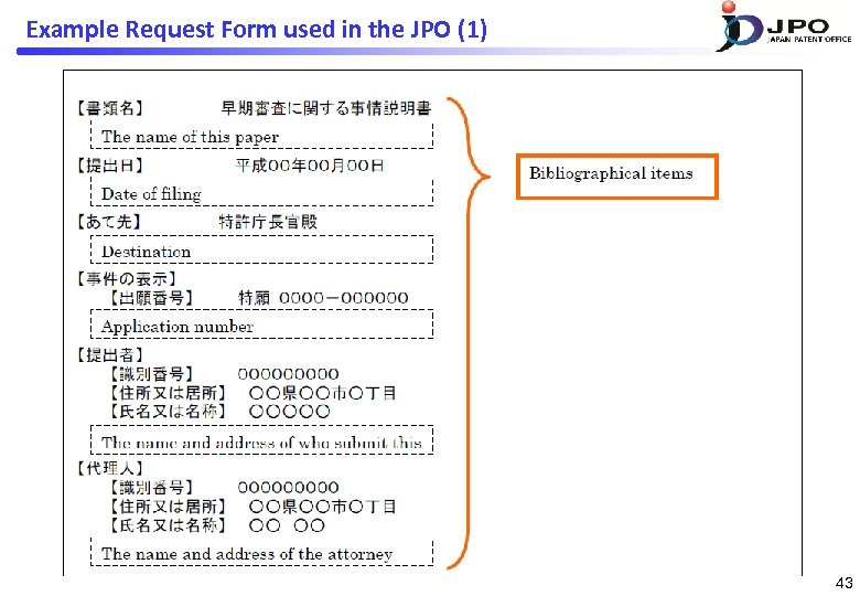 Example Request Form used in the JPO (1) 43 