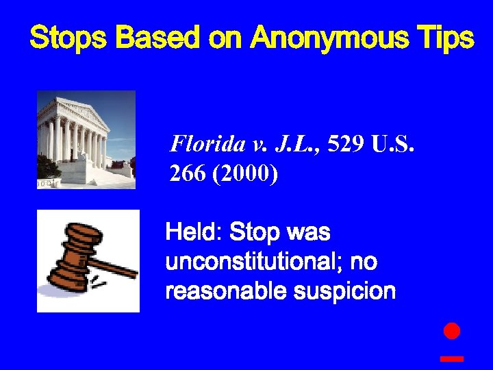 Stops Based on Anonymous Tips Florida v. J. L. , 529 U. S. 266